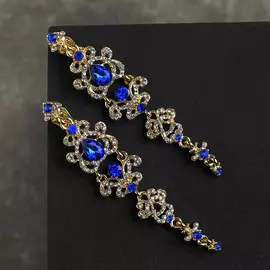 Клипсы для ушей висячие со стразами qf