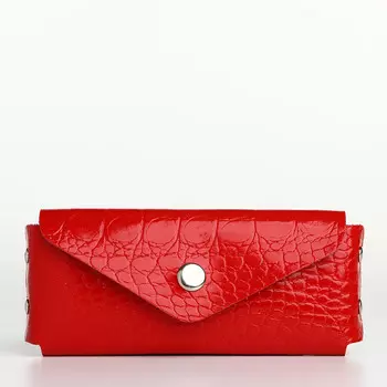 Ключница, 15*1*6см, textura, на кнопке, кольцо, алый 63 кайман