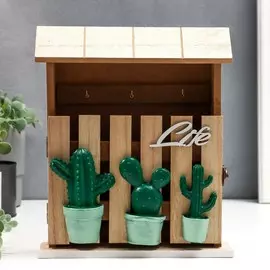 Ключница дерево 6 крючков