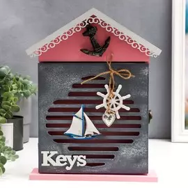 Ключница дерево 6 крючков домик