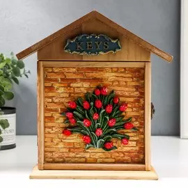 Ключница дерево 6 крючков домик
