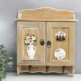 Ключница дерево 6 крючков двойная