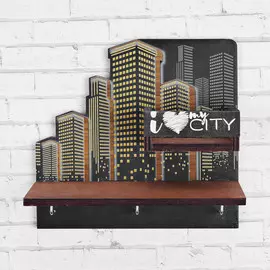 Ключница деревянная с полкой