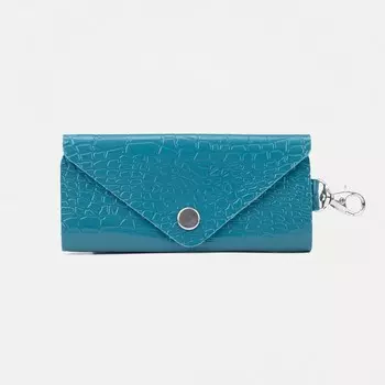 Ключница на кнопке, длина 11 см, цвет бирюзовый