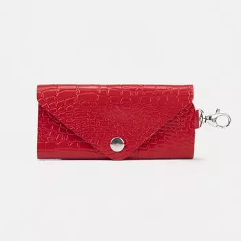 Ключница на кнопке, длина 11 см, цвет красный