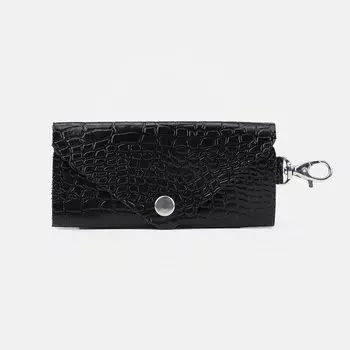 Ключница на кнопке, длина 11 см, цвет черный