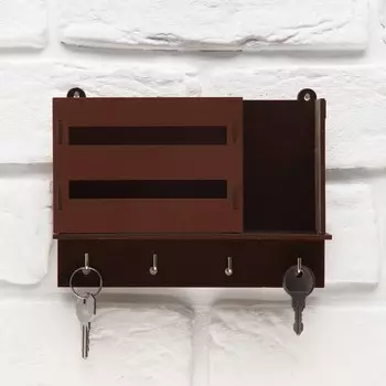 Ключница настенная с полкой с полкой и карманом, рейки, 17 х 12 см.