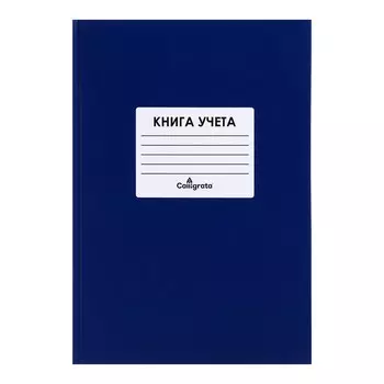 Книга учета, 96 листов, обложка бумвинил, блок офсет, клетка, цвет синий, наклейка
