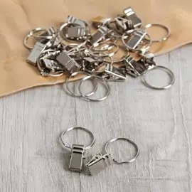 Кольцо для карниза, с зажимом, d=22/26 мм, 20 шт., цвет серебряный