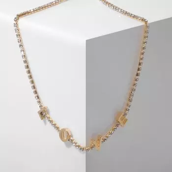 Колье love, цвет белый в золоте, 34 см