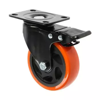 Колесо мебельное cappio, d=100 мм, поворотное, со стопором, покрытие pvc