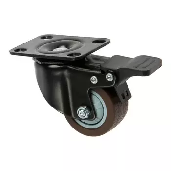 Колесо мебельное cappio, d=50 мм, на площадке, со стопором, поворотное, покрытие tpr