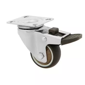 Колесо мебельное cappio, d=50 мм, со стопором, поворотное, мягкий ход, покрытие tpr
