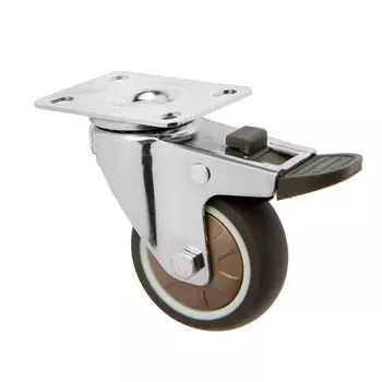 Колесо мебельное cappio, d=62 мм, со стопором, поворотное, мягкий ход, покрытие tpr