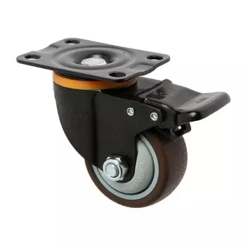 Колесо мебельное cappio d=75,на площадке,со стопором,поворотное, покрытие tpr