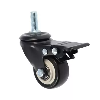 Колесо мебельное тундра, d=50 мм, поворотное, с футоркой 12х30 мм, с тормозом, черное