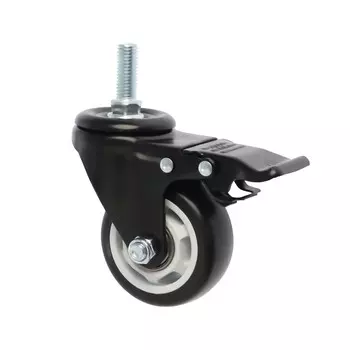 Колесо мебельное тундра, d=75 мм, поворотное, с футоркой 1230 мм, с тормозом, черное