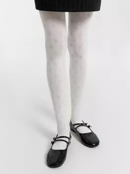 Колготки детские белые с узором в горошек