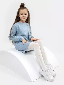 Колготки детские белого цвета с рисунком в виде мелких цветочков