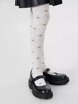 Колготки детские белые с мишками