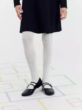 Колготки детские белые с рисунком в виде сердечек