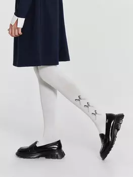 Колготки детские белые с рисунком в виде бантиков