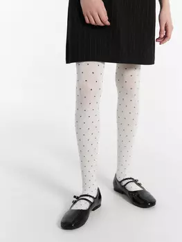 Колготки детские белые с рисунком в виде мелкого гороха