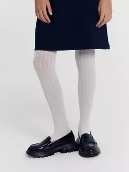 Колготки детские белые с рисунком в виде зигзагов