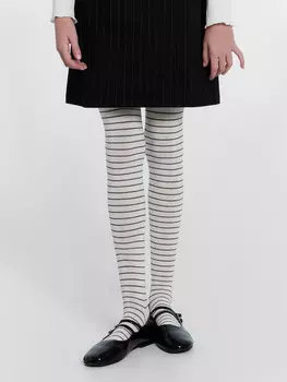 Колготки детские белые в узкую полоску