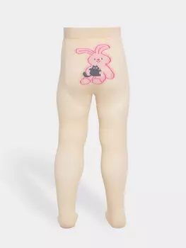 Колготки детские бежевые с рисунком в виде зайчика