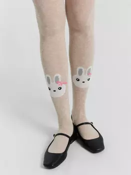 Колготки детские бежевые с зайчиками