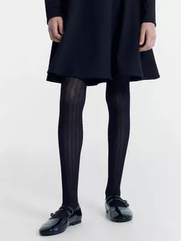 Колготки детские черные с рисунком в виде зигзагов