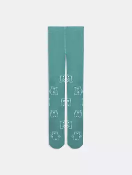 Колготки детские голубые с рисунком в виде контурных медведей