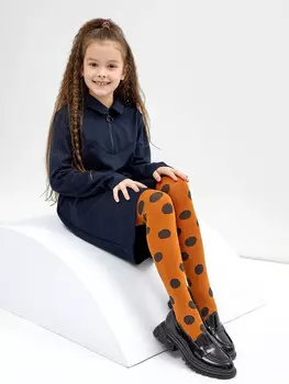 Колготки детские коричневого цвета с рисунком в виде гороха