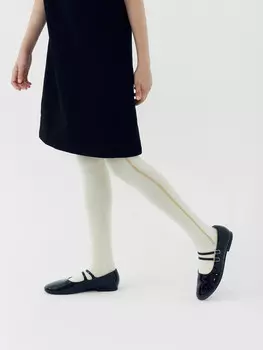 Колготки детские молочно-бежевые с рисунком в виде лампаса