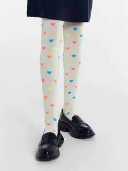 Колготки детские молочные с рисунком в виде горошка