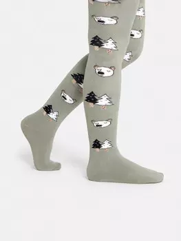 Колготки детские оливково-зеленые