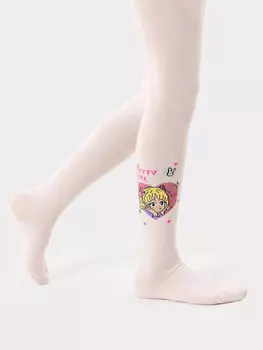 Колготки детские розовые с рисунком маленьких аниме девочек