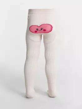 Колготки детские розовые с рисунком в виде сердечка