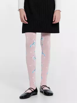 Колготки детские розовые с узором