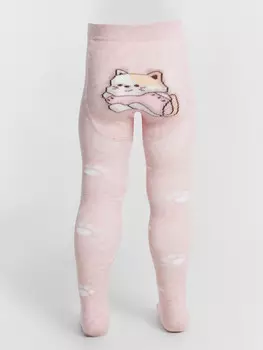 Колготки детские розовые с узором в виде котика
