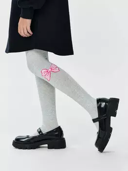 Колготки детские серые с бантиками