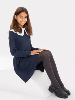 Колготки детские серые с рисунком в виде диагональной сетки