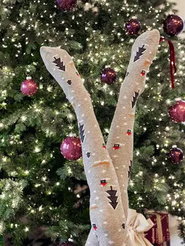 Колготки детские серые с рисунком в виде новогоднего паттерна