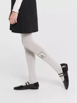 Колготки детские серые с узором в виде мышки