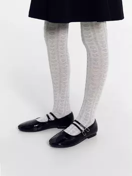 Колготки детские светло-серые с рисунком в виде сердечек