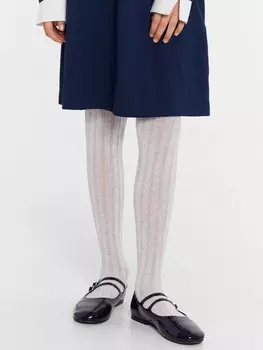 Колготки детские светло-серые с рисунком в виде имитации ажура