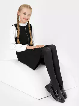 Колготки для девочек капроновые черные с рисунком в виде продольной полоски