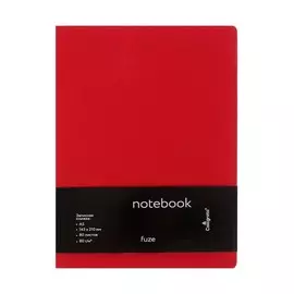 Колледж-тетрадь fuze а5, 80 листов в клетку, кожзам, чёрный срез, красная