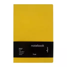 Колледж-тетрадь fuze а5, 80 листов в клетку, кожзам, чёрный срез, жёлтая